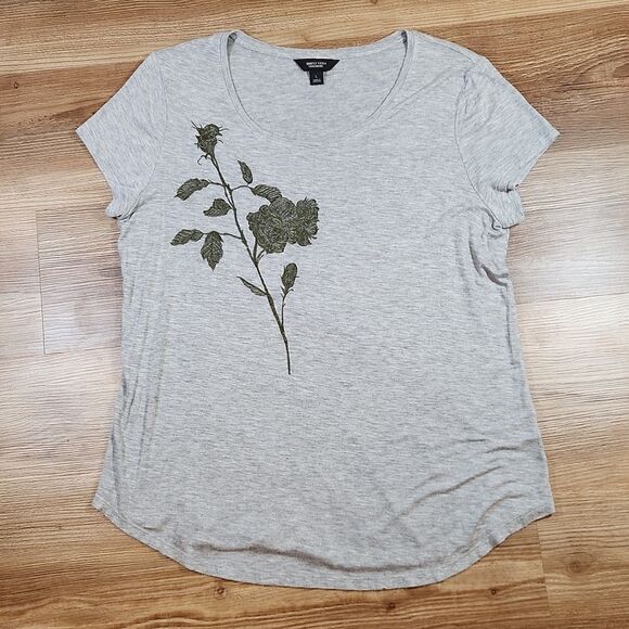 🔺️Vera Wang Gray Short Sleeve Top Large - Picture 1 of 9